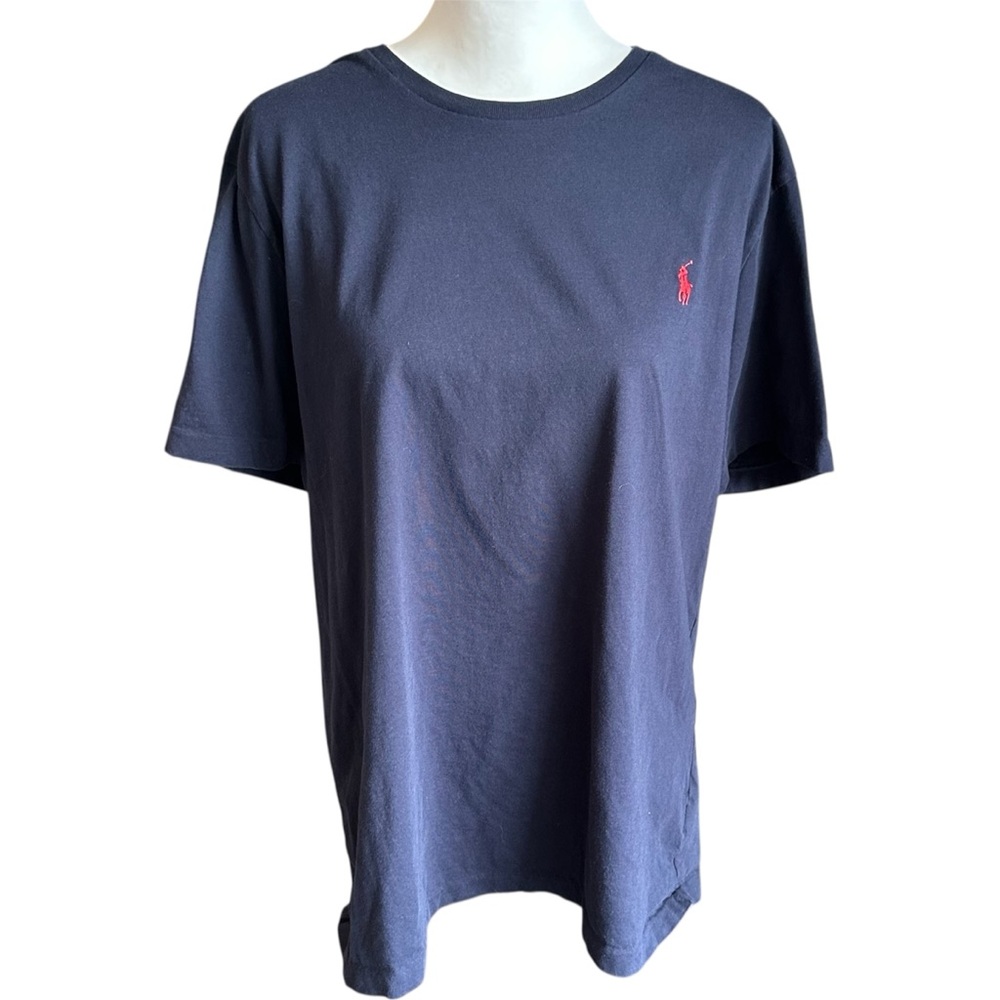Polo Ralph Lauren T-shirt Women's XL Navy Custom Fit Crew Red Embroidered Pony